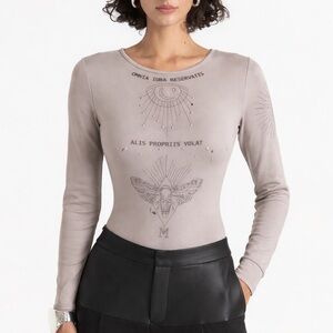 Maniere De Voir Taupe Long Sleeve Top